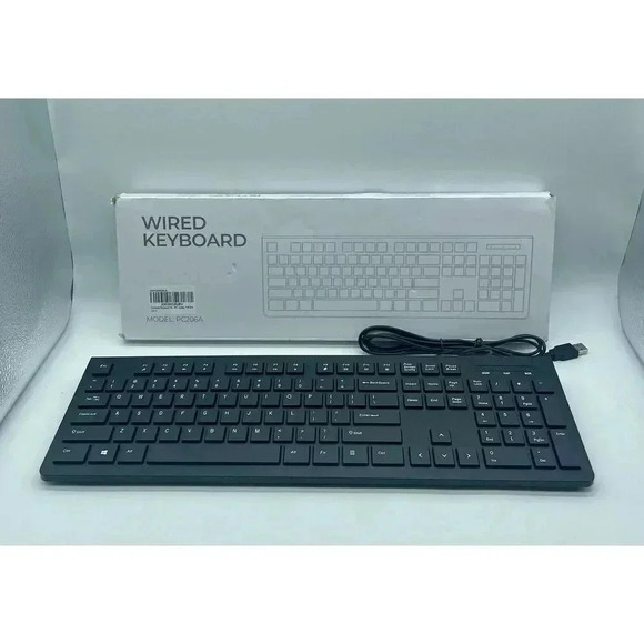 Computer Keyboard Wired Plug‎ Play USB Keyboard Low Profile Chiclet Keys Large - Picture 1 of 7